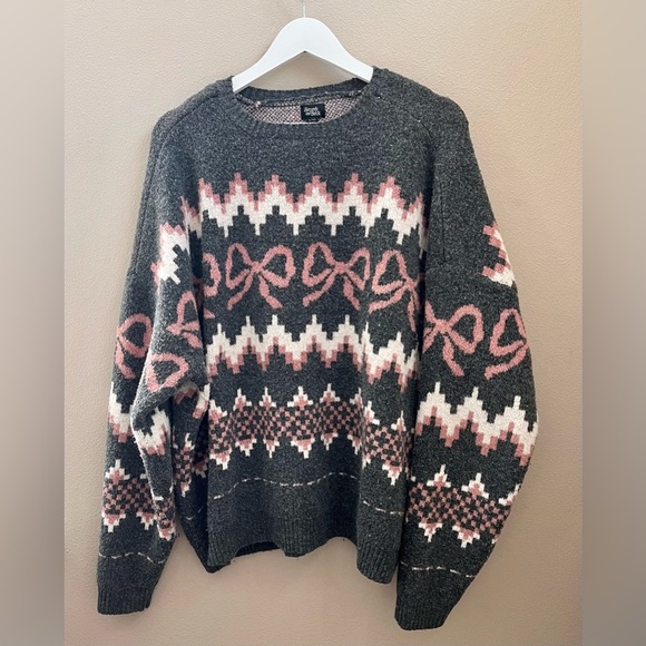 PacSun Beverly and Beck Bow Fair Isle Oversized Sweater - Picture 1 of 3